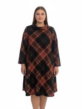 Plaid Long Sleeve plaid fleece soft Dress size 3XL